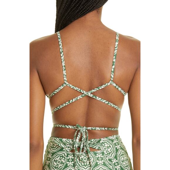 Lemlem Medallion Wrap Triangle Bikini Top - L - Deep Green - Picture 3 of 7